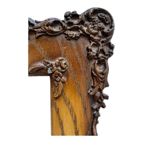 Vintage Handmade-Hand Craved Ornate Brown Wood Picture Frame - Picture 7 of 9